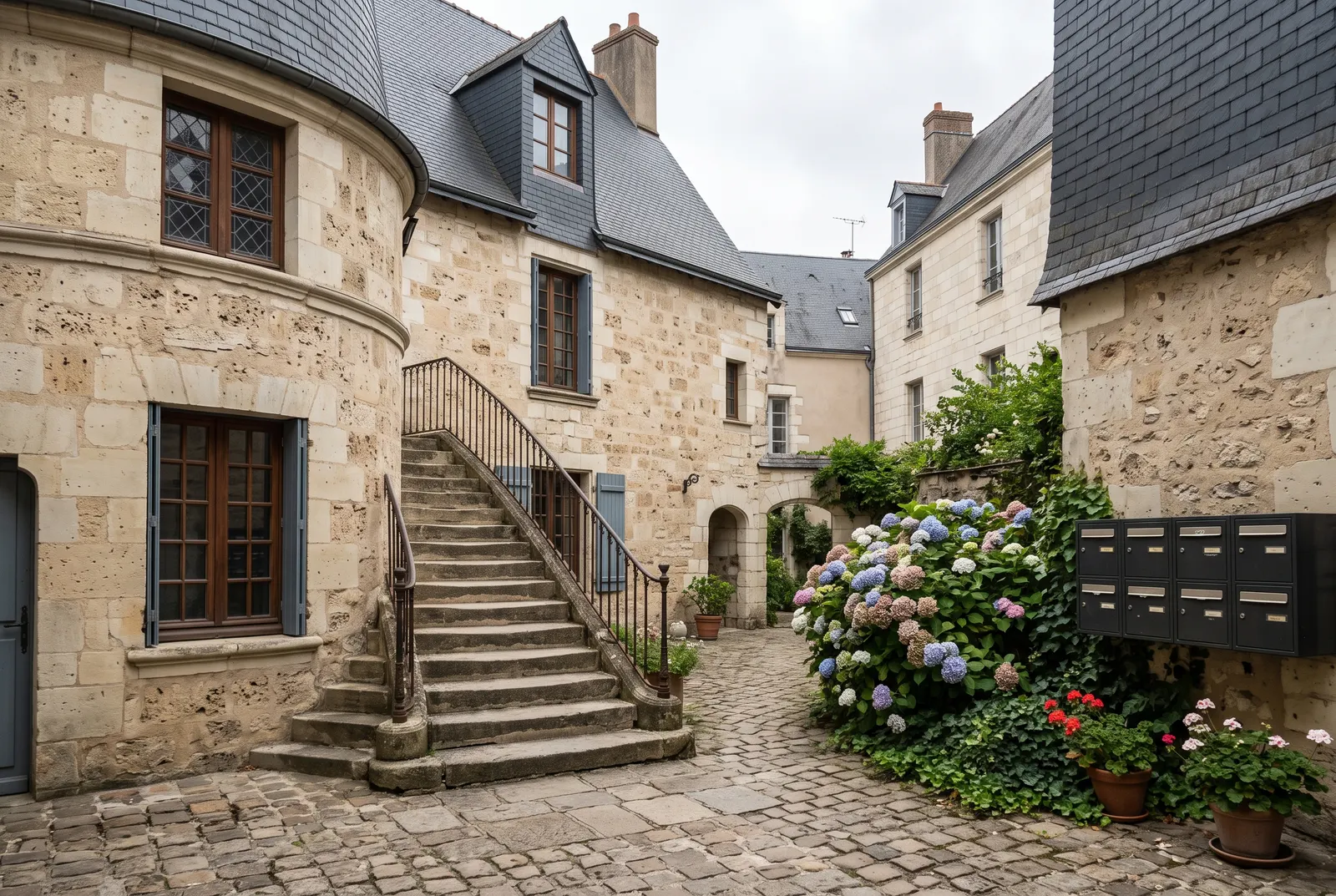 Cour intérieure d'un immeuble à Angers
